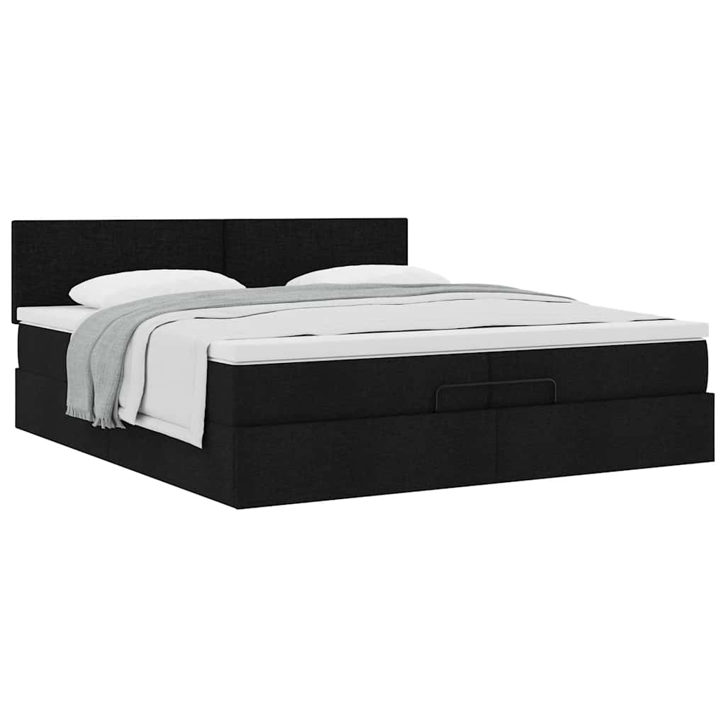 vidaXL Ottoman-Bett mit Matratze Schwarz 200x200 cm Stoff