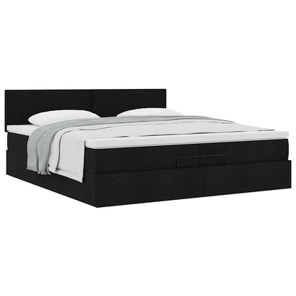 vidaXL Ottoman-Bett mit Matratze Schwarz 200x200 cm Stoff