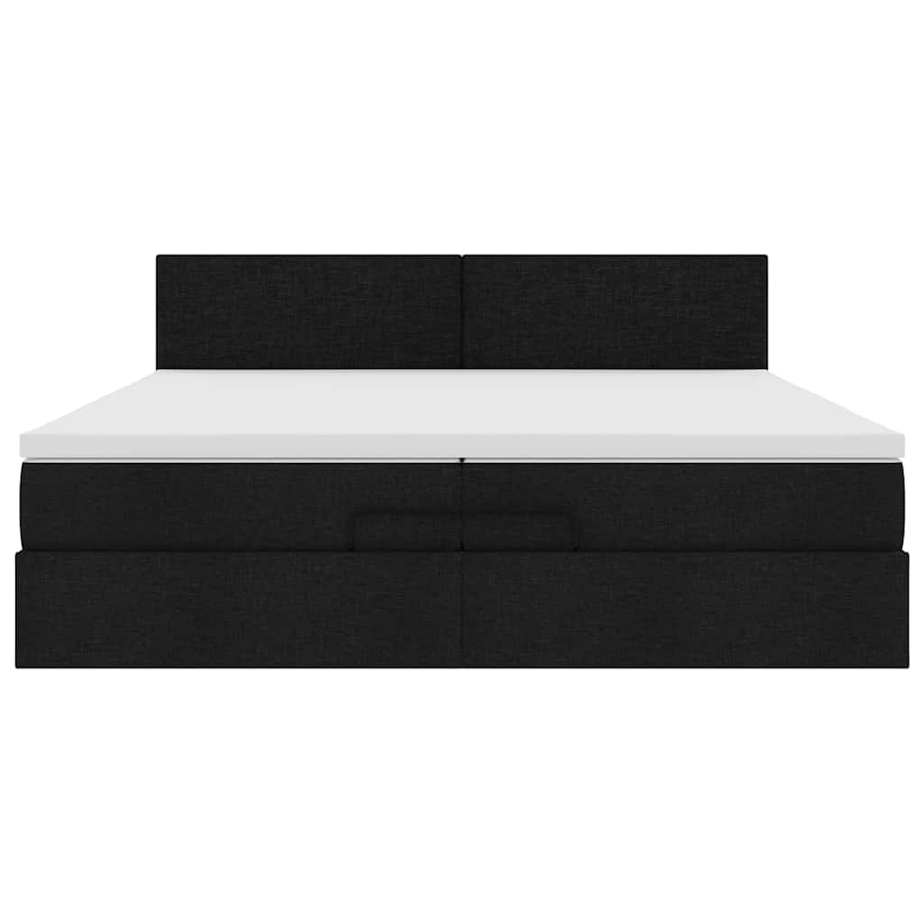 vidaXL Ottoman-Bett mit Matratze Schwarz 200x200 cm Stoff