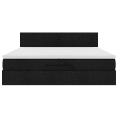 vidaXL Ottoman-Bett mit Matratze Schwarz 200x200 cm Stoff