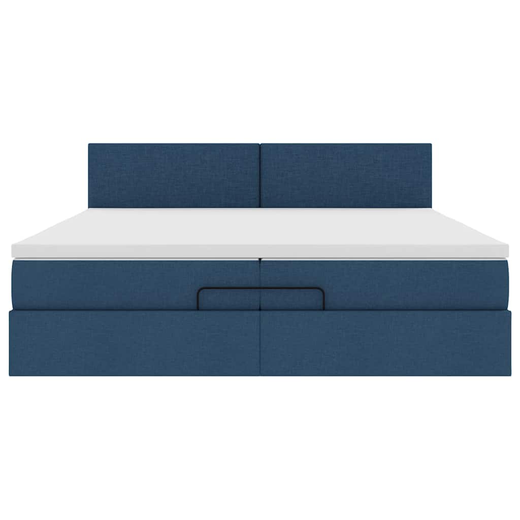 Ottoman-Bett mit Matratze Blau 200x200 cm Stoff