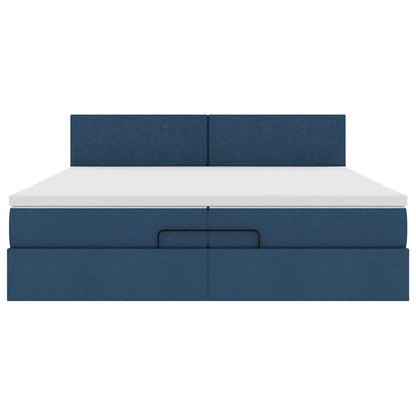Ottoman-Bett mit Matratze Blau 200x200 cm Stoff