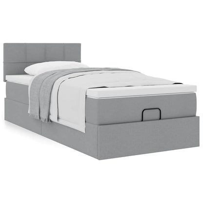 vidaXL Lit Ottoman avec matelas Gris clair 80x200 cm Tissu