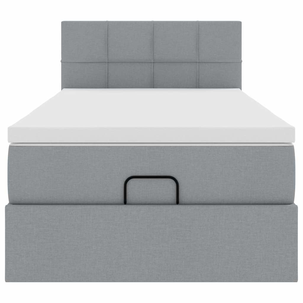 vidaXL Lit Ottoman avec matelas Gris clair 80x200 cm Tissu