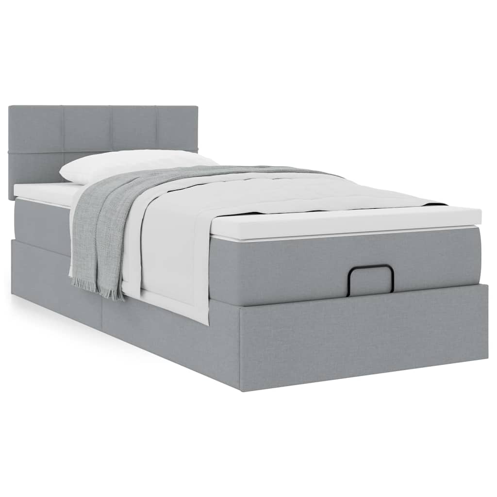 vidaXL Lit ottoman avec matelas Gris clair 90x190 cm Tissu