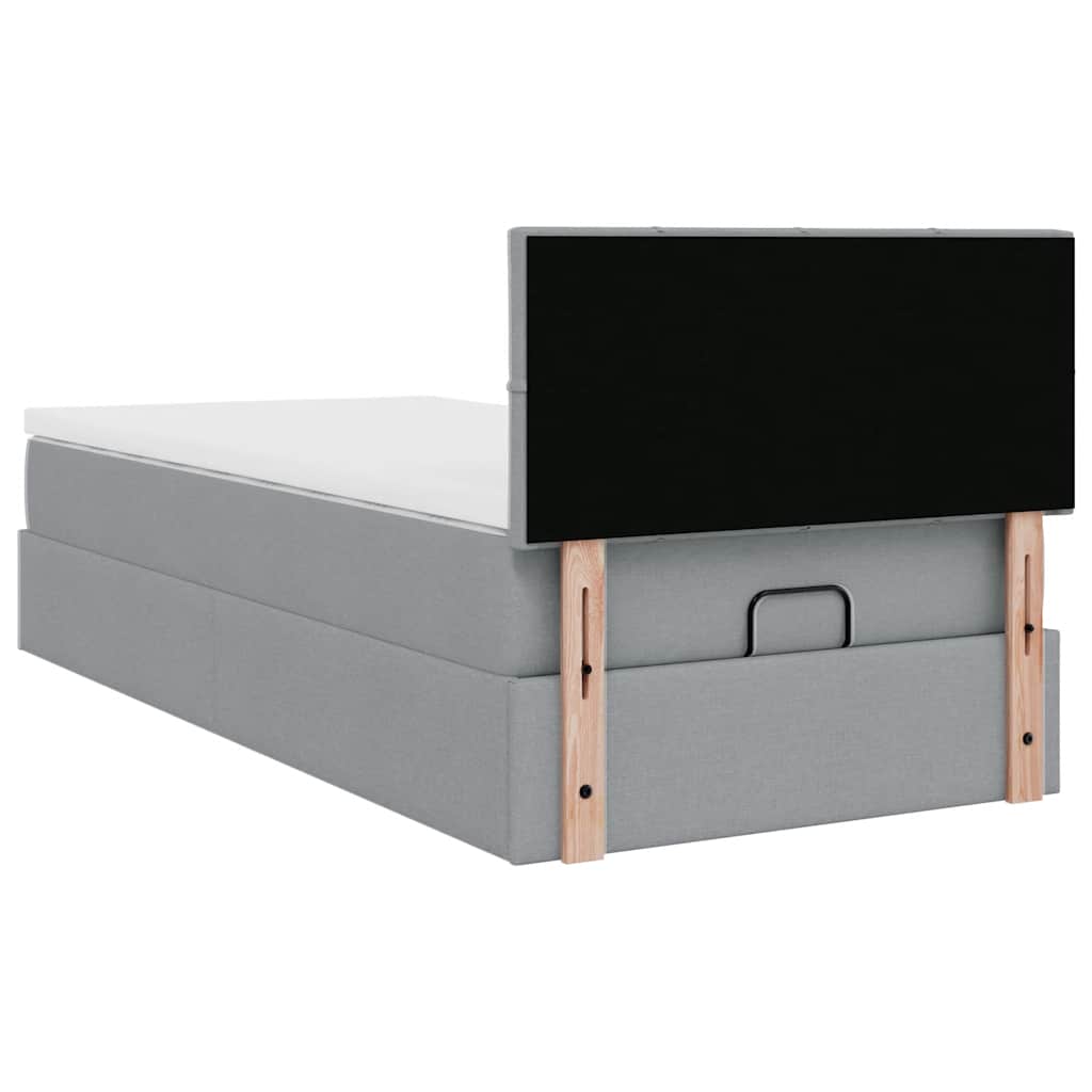 vidaXL Lit ottoman avec matelas Gris clair 90x190 cm Tissu