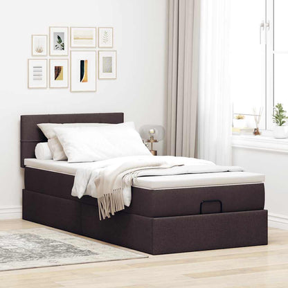 vidaXL Lit ottoman avec matelas Tissu marron foncé 90x190 cm