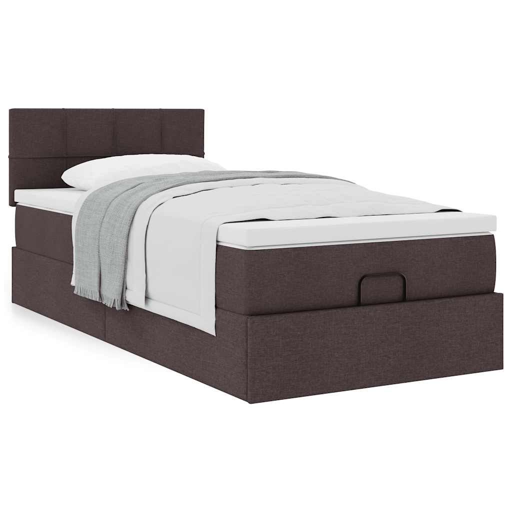vidaXL Lit ottoman avec matelas Tissu marron foncé 90x190 cm