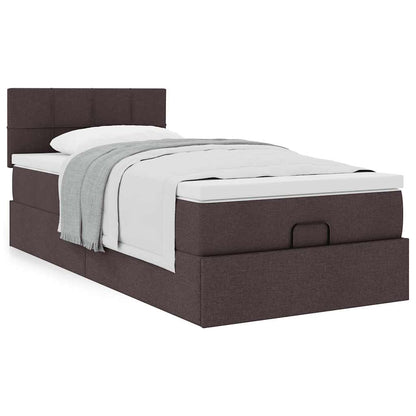 vidaXL Lit ottoman avec matelas Tissu marron foncé 90x190 cm