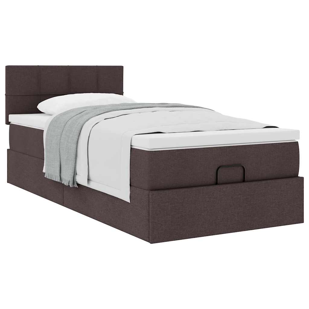 vidaXL Lit ottoman avec matelas Tissu marron foncé 90x190 cm