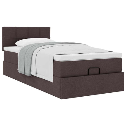 vidaXL Lit ottoman avec matelas Tissu marron foncé 90x190 cm