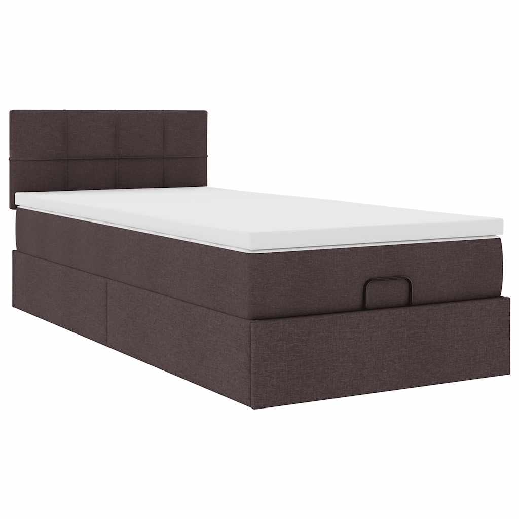 vidaXL Lit ottoman avec matelas Tissu marron foncé 90x190 cm