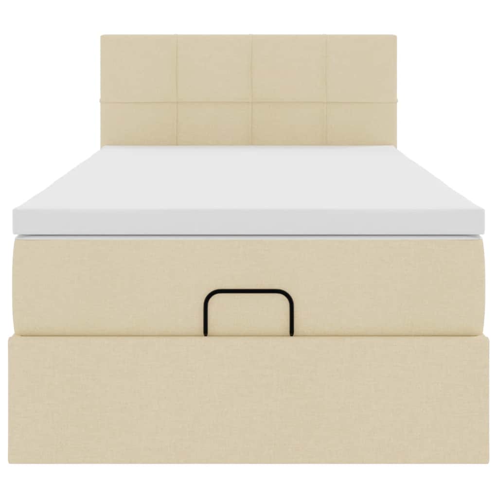 vidaXL Ottoman-Bett mit Matratze Creme 90x190 cm Stoff