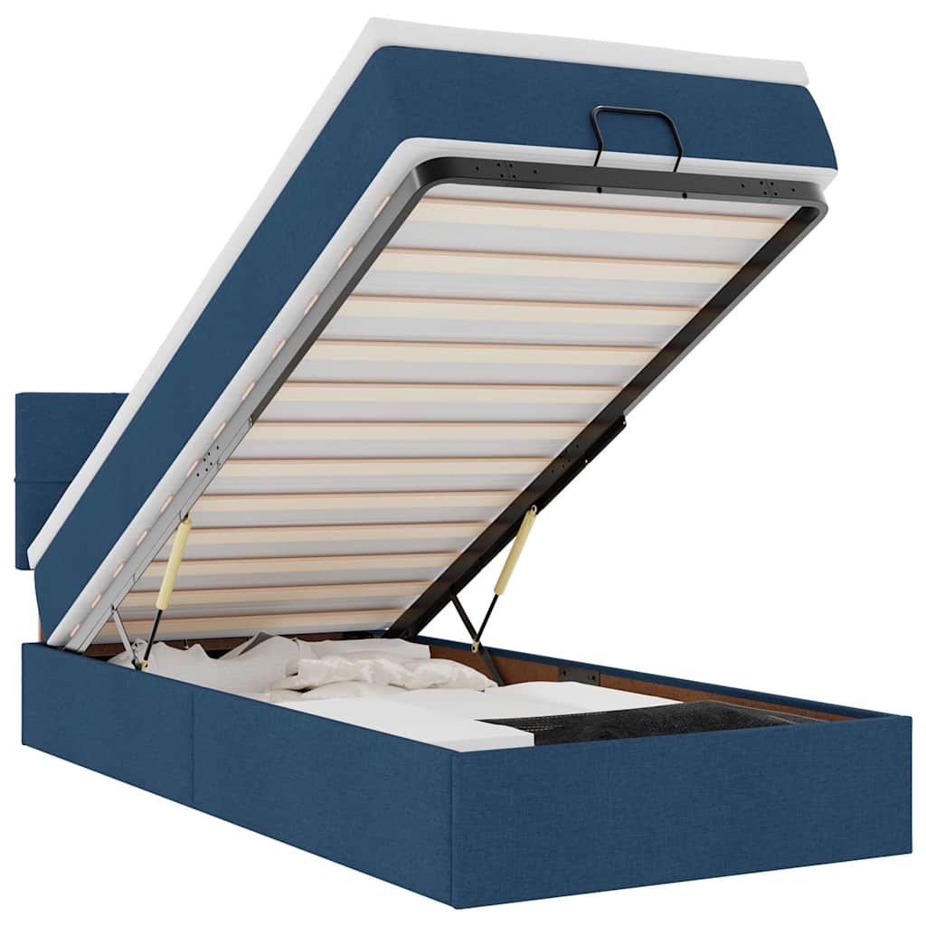Ottoman-Bett mit Matratze Blau 90x190 cm Stoff