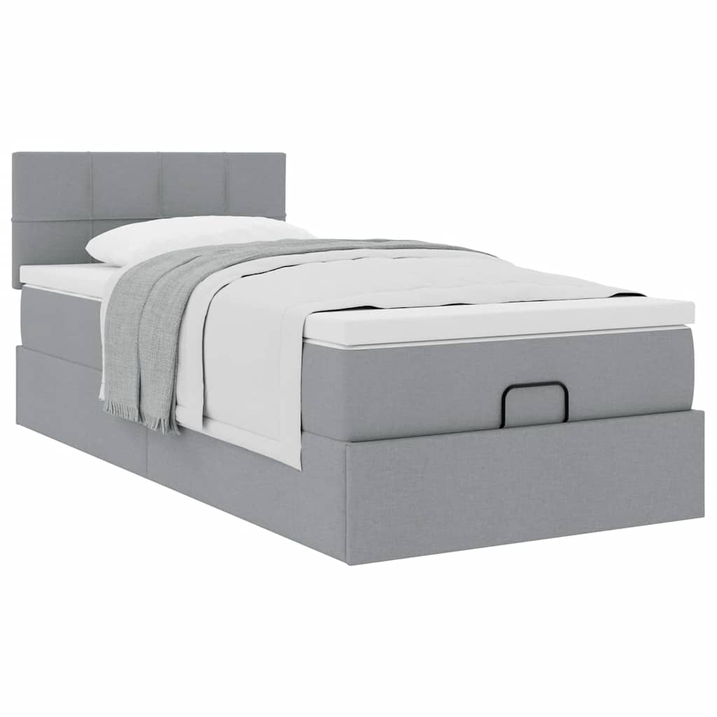 vidaXL Lit ottoman avec matelas Gris clair 90x200 cm Tissu