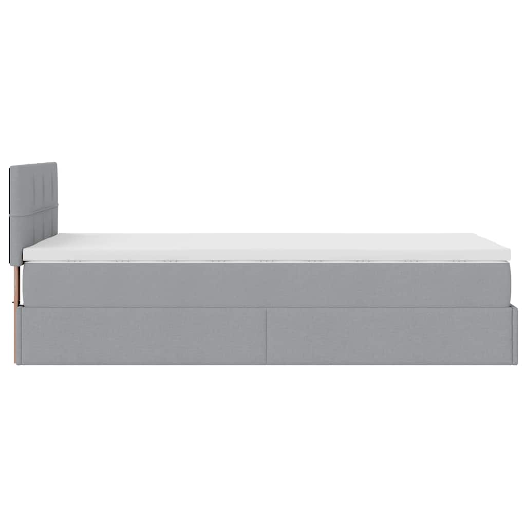 vidaXL Lit ottoman avec matelas Gris clair 90x200 cm Tissu