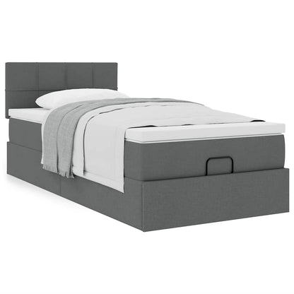 vidaXL Ottoman-Bett mit Matratze Dunkelgrau 90x200 cm Stoff
