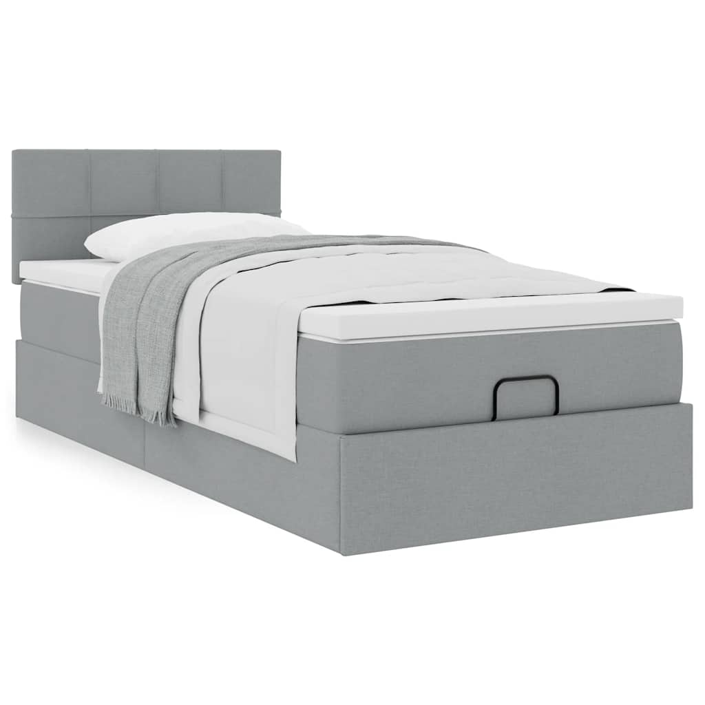 vidaXL Lit ottoman avec matelas Gris clair 100x200 cm Tissu