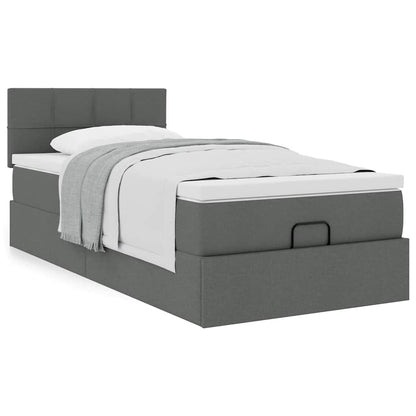 vidaXL Ottoman-Bett mit Matratze Dunkelgrau 100x200 cm Stoff
