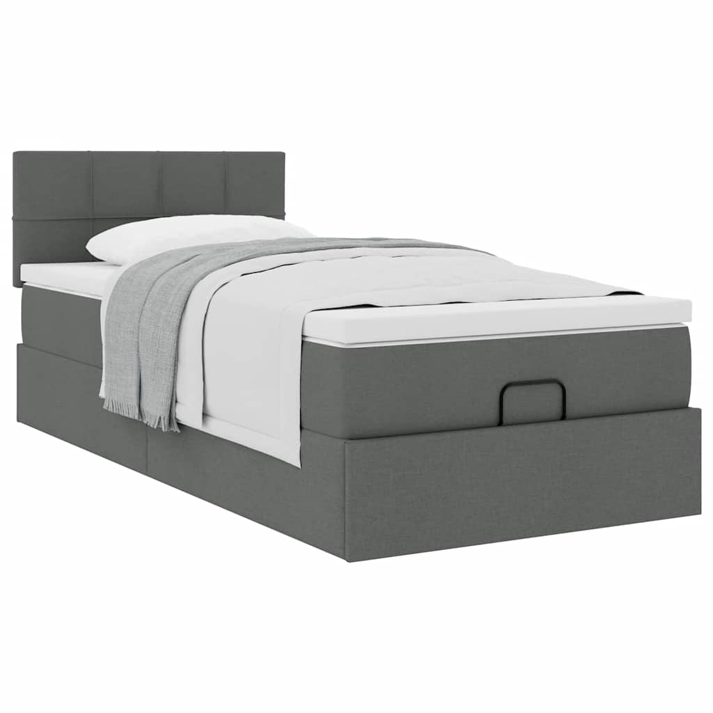 vidaXL Ottoman-Bett mit Matratze Dunkelgrau 100x200 cm Stoff