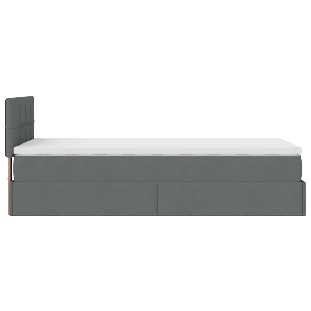 vidaXL Ottoman-Bett mit Matratze Dunkelgrau 100x200 cm Stoff