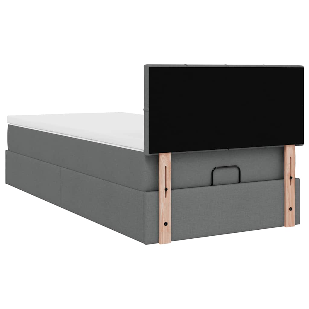 vidaXL Ottoman-Bett mit Matratze Dunkelgrau 100x200 cm Stoff
