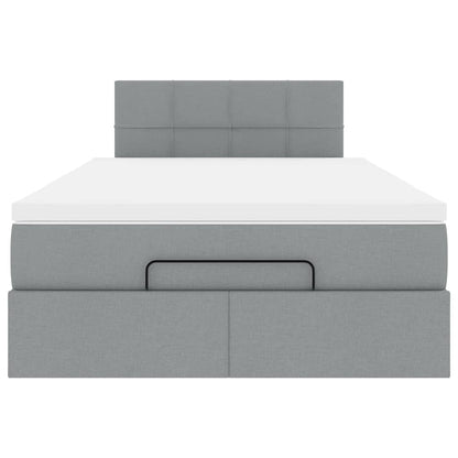 vidaXL Ottoman-Bett mit Matratze Hellgrau 120x190 cm Stoff