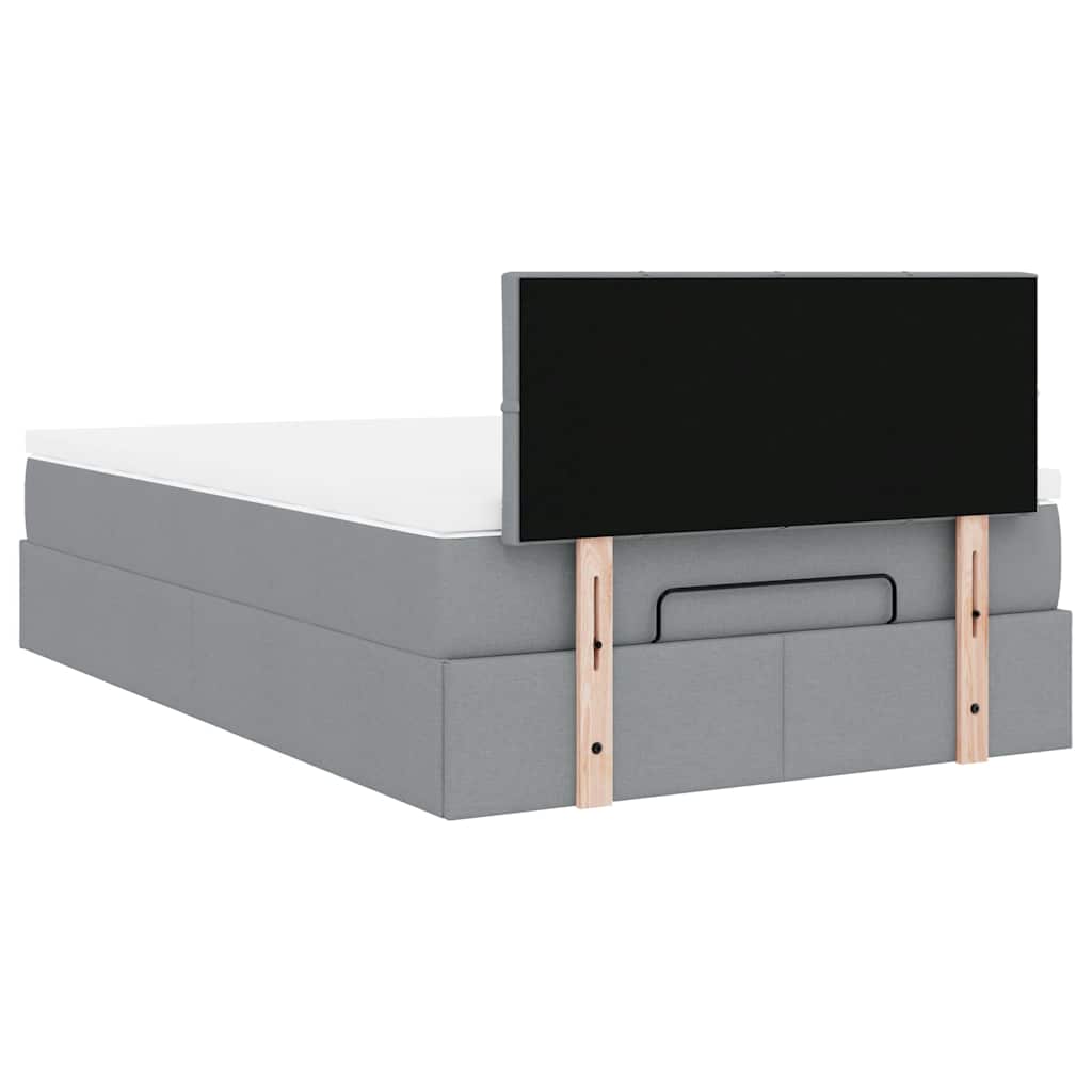 vidaXL Ottoman-Bett mit Matratze Hellgrau 120x190 cm Stoff