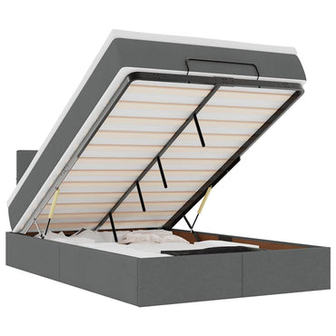 vidaXL Ottoman-Bett mit Matratze Dunkelgrau 120x190 cm Stoff