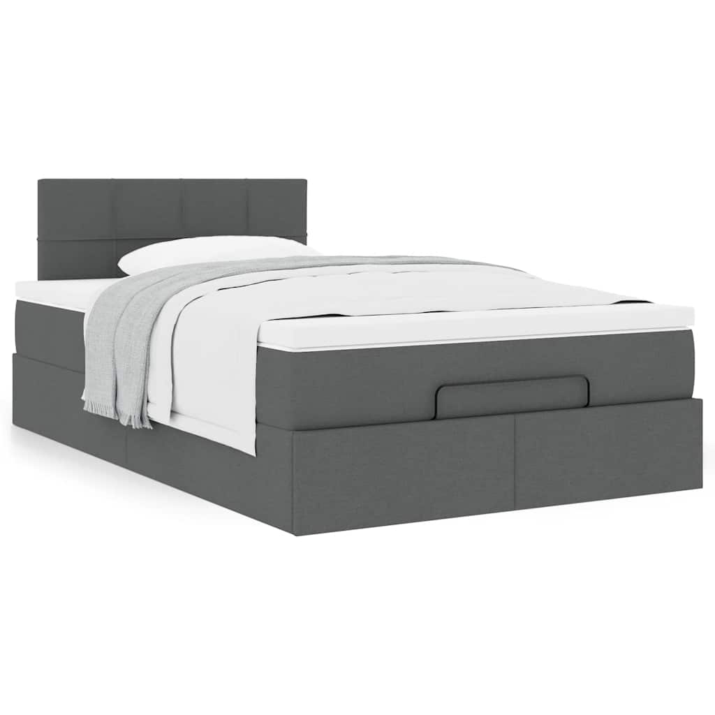vidaXL Ottoman-Bett mit Matratze Dunkelgrau 120x190 cm Stoff