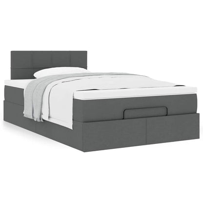 vidaXL Ottoman-Bett mit Matratze Dunkelgrau 120x190 cm Stoff