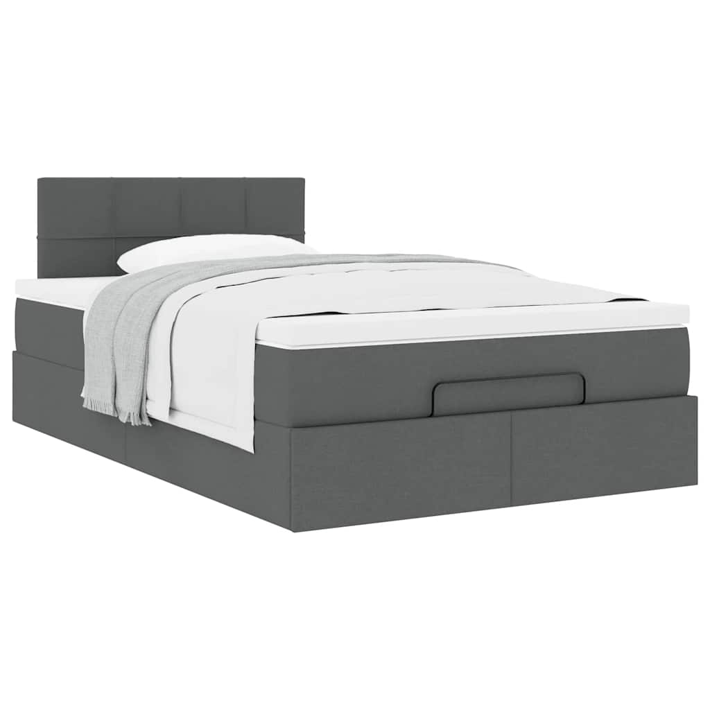 vidaXL Ottoman-Bett mit Matratze Dunkelgrau 120x190 cm Stoff