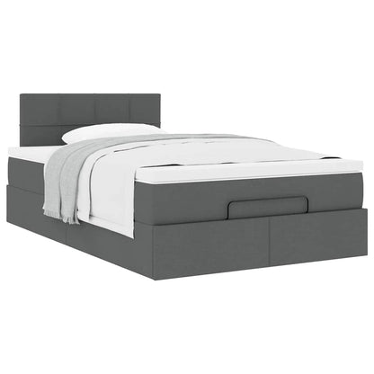 vidaXL Ottoman-Bett mit Matratze Dunkelgrau 120x190 cm Stoff