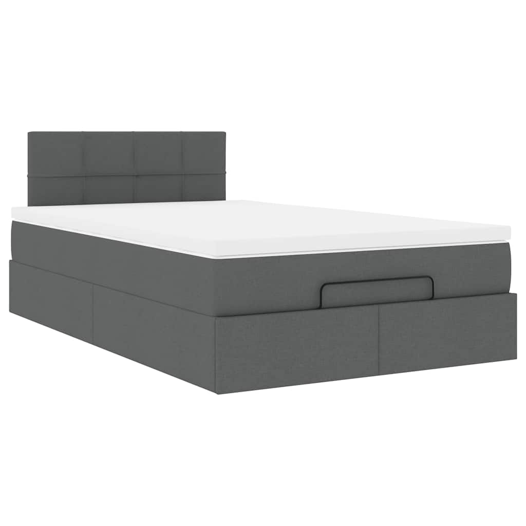vidaXL Ottoman-Bett mit Matratze Dunkelgrau 120x190 cm Stoff