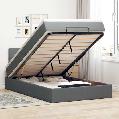 vidaXL Ottoman-Bett mit Matratze Dunkelgrau 120x190 cm Stoff