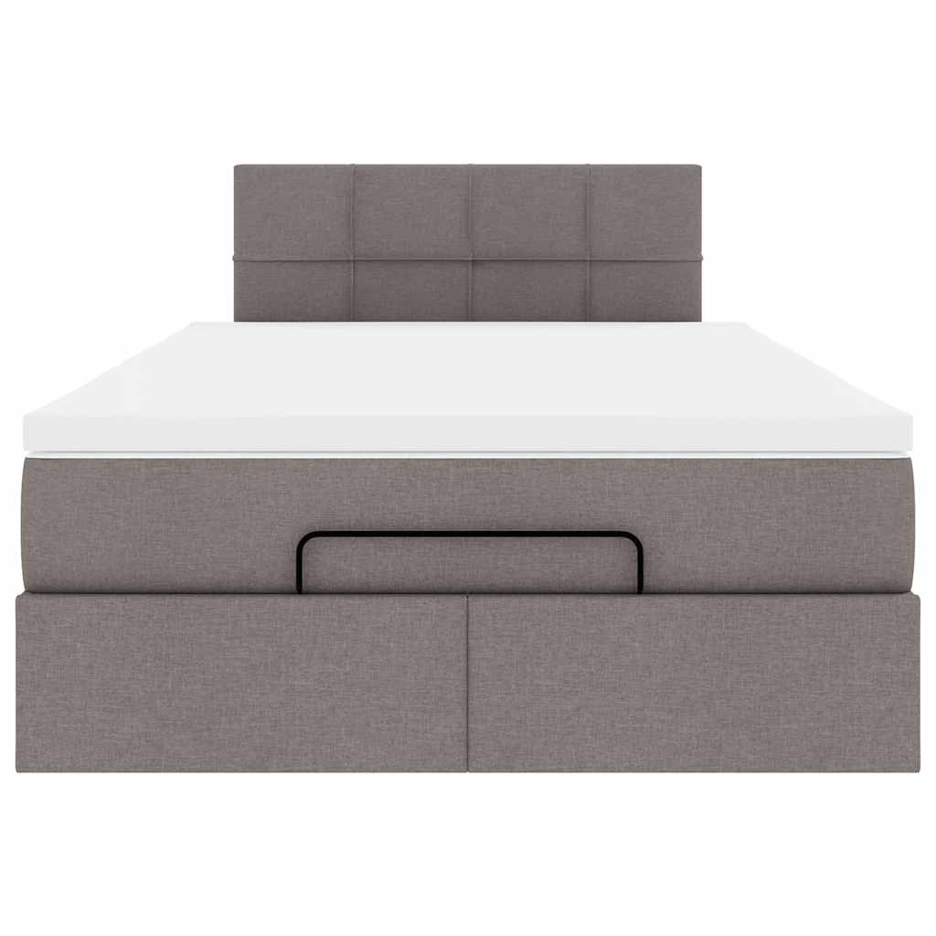 vidaXL Ottoman-Bett mit Matratze Taupe 120x190 cm Stoff