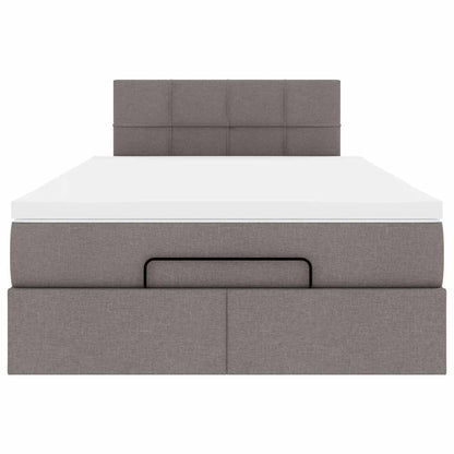 vidaXL Ottoman-Bett mit Matratze Taupe 120x190 cm Stoff