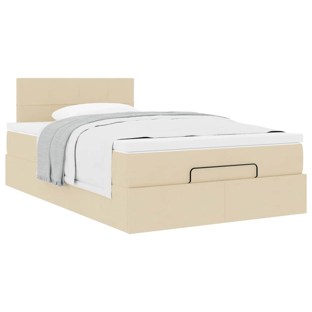 vidaXL Ottoman-Bett mit Matratze Creme 120x190 cm Stoff