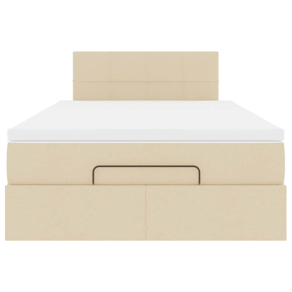 vidaXL Ottoman-Bett mit Matratze Creme 120x190 cm Stoff