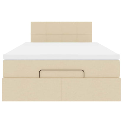 vidaXL Ottoman-Bett mit Matratze Creme 120x190 cm Stoff
