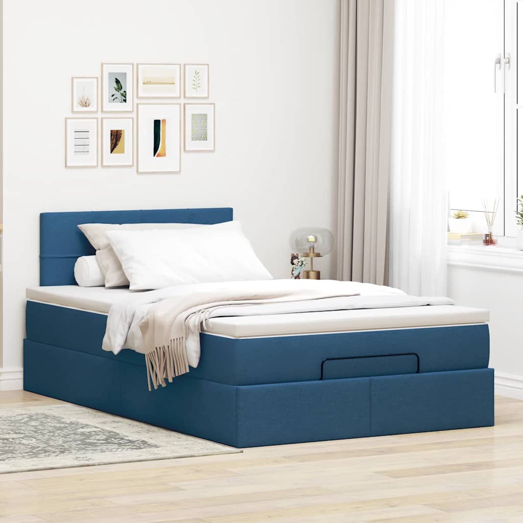 vidaXL Ottoman-Bett mit Matratze Blau 120x190 cm Stoff