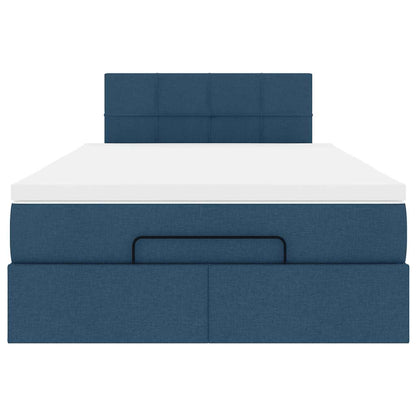 vidaXL Ottoman-Bett mit Matratze Blau 120x190 cm Stoff