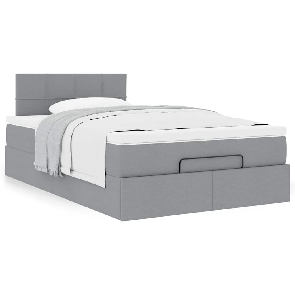 vidaXL Ottoman-Bett mit Matratze Hellgrau 120x200 cm Stoff