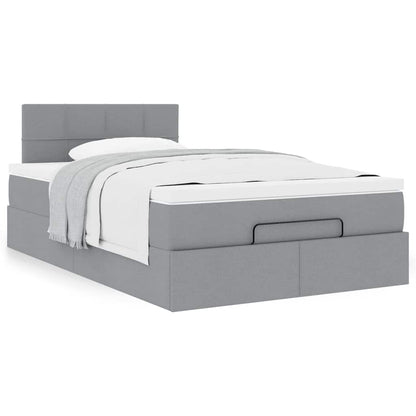 vidaXL Ottoman-Bett mit Matratze Hellgrau 120x200 cm Stoff