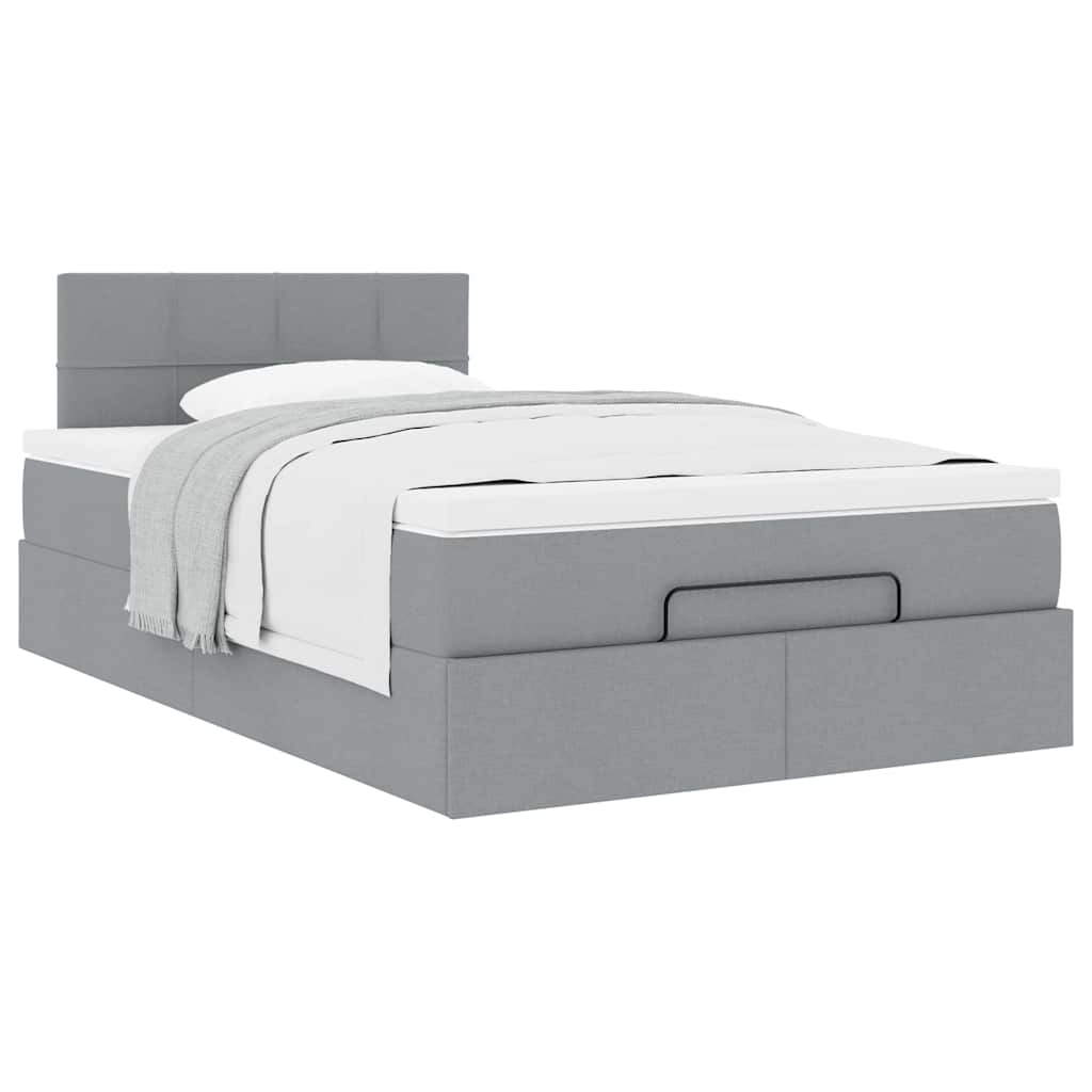 vidaXL Ottoman-Bett mit Matratze Hellgrau 120x200 cm Stoff