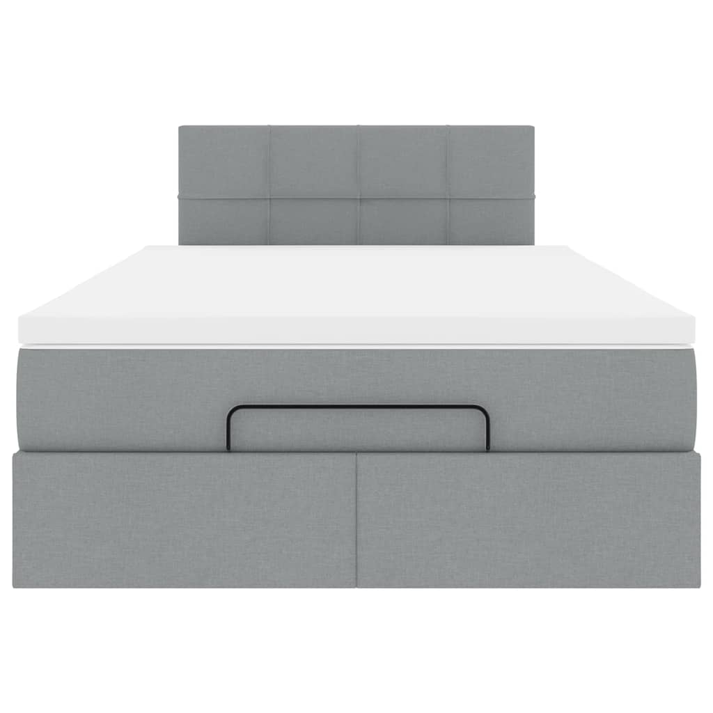 vidaXL Ottoman-Bett mit Matratze Hellgrau 120x200 cm Stoff