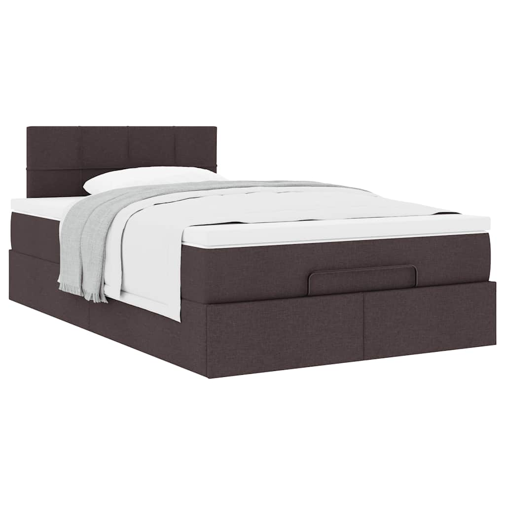 vidaXL Ottoman-Bett mit Matratze Dunkelbraun 120x200 cm Stoff