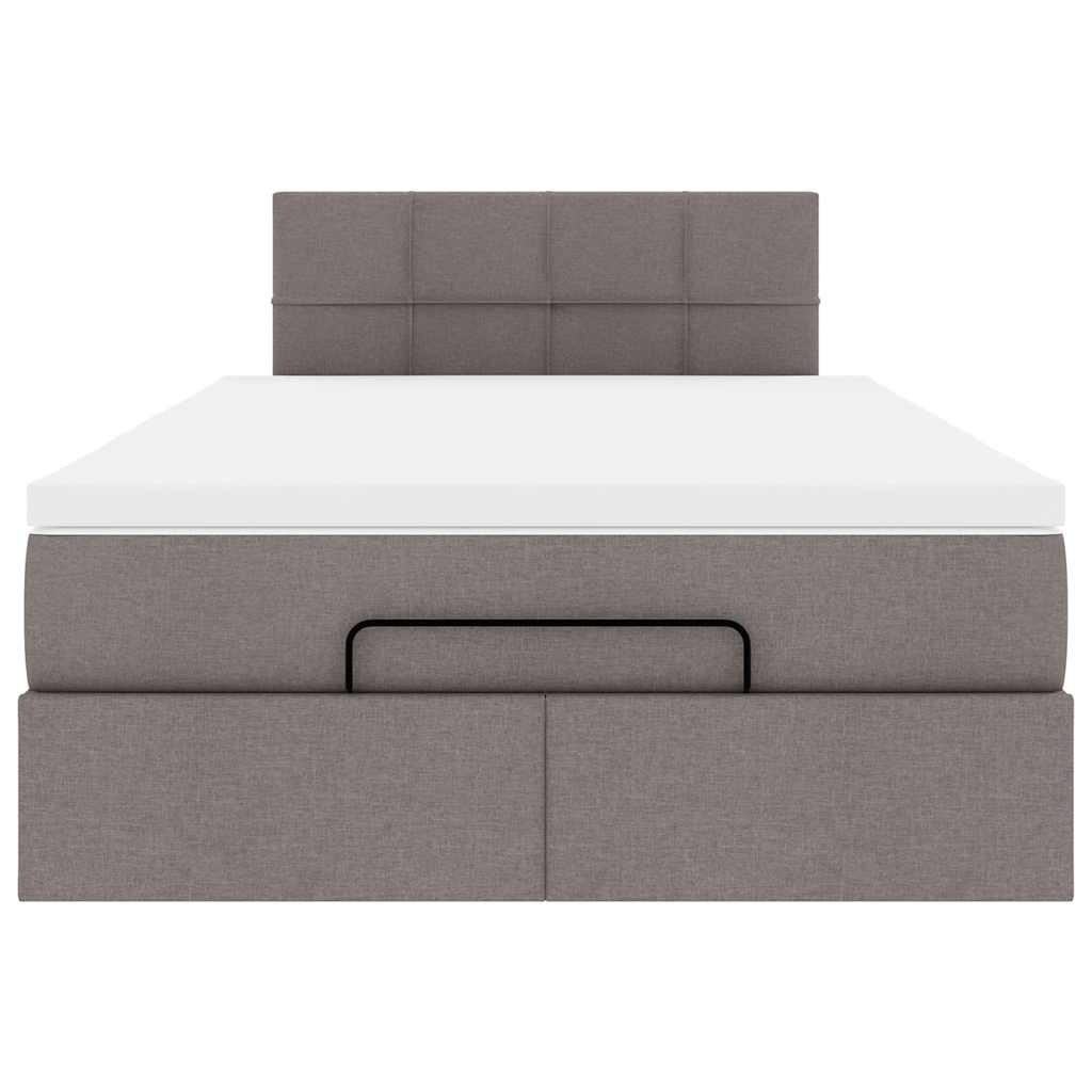 vidaXL Ottoman-Bett mit Matratze Taupe 120x200 cm Stoff