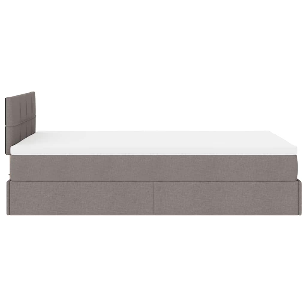 vidaXL Ottoman-Bett mit Matratze Taupe 120x200 cm Stoff