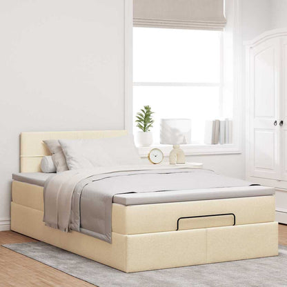 vidaXL Ottoman-Bett mit Matratze Creme 120x200 cm Stoff
